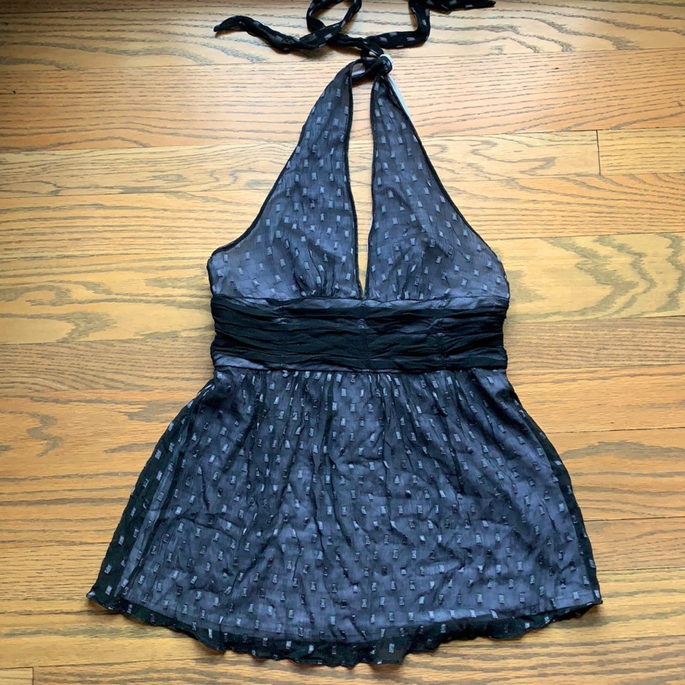 ECI Black tulle halter top